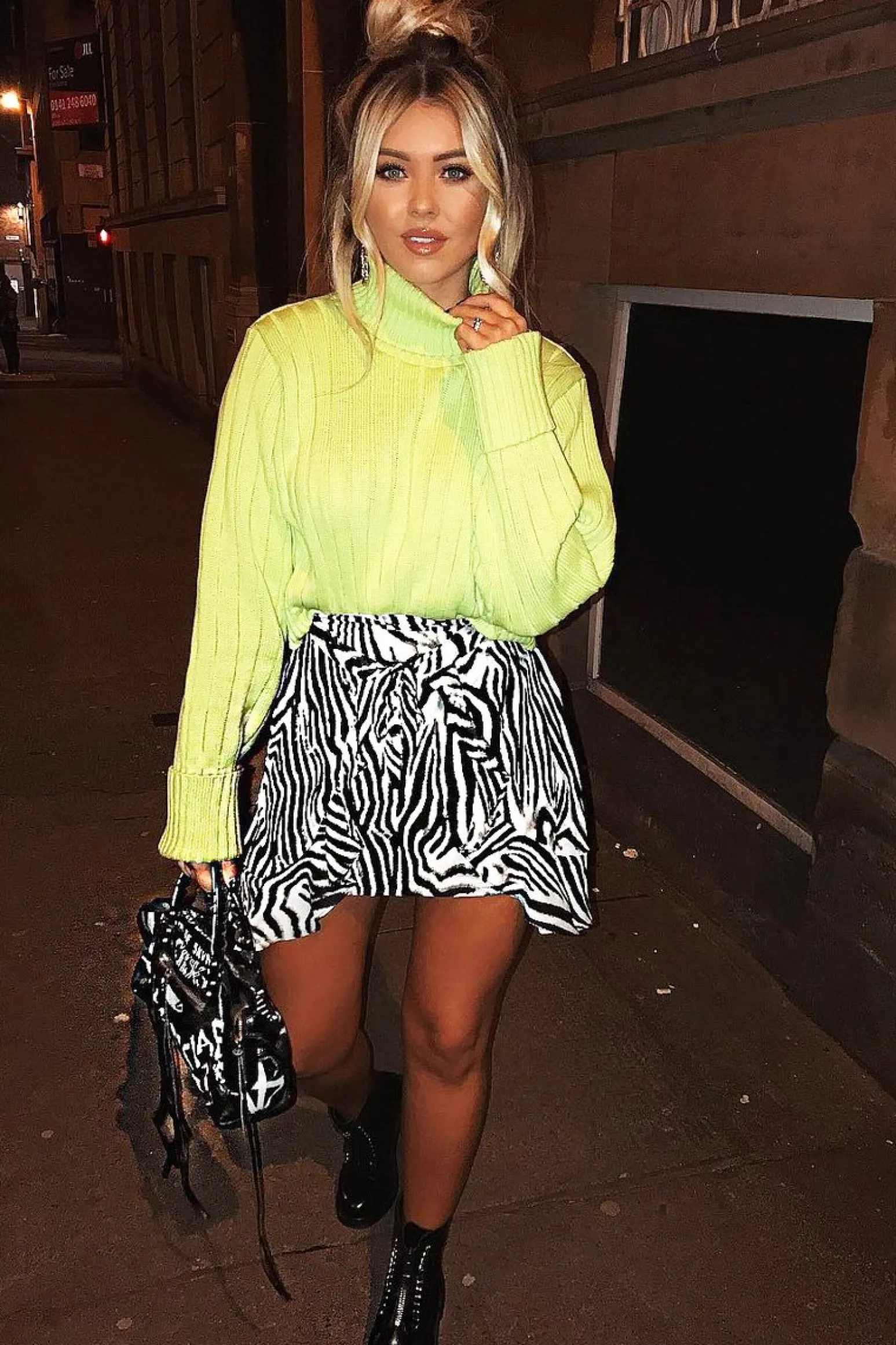 Rebellious Fashion Lime Wide Rib Roll Neck Jumper - Joyanna