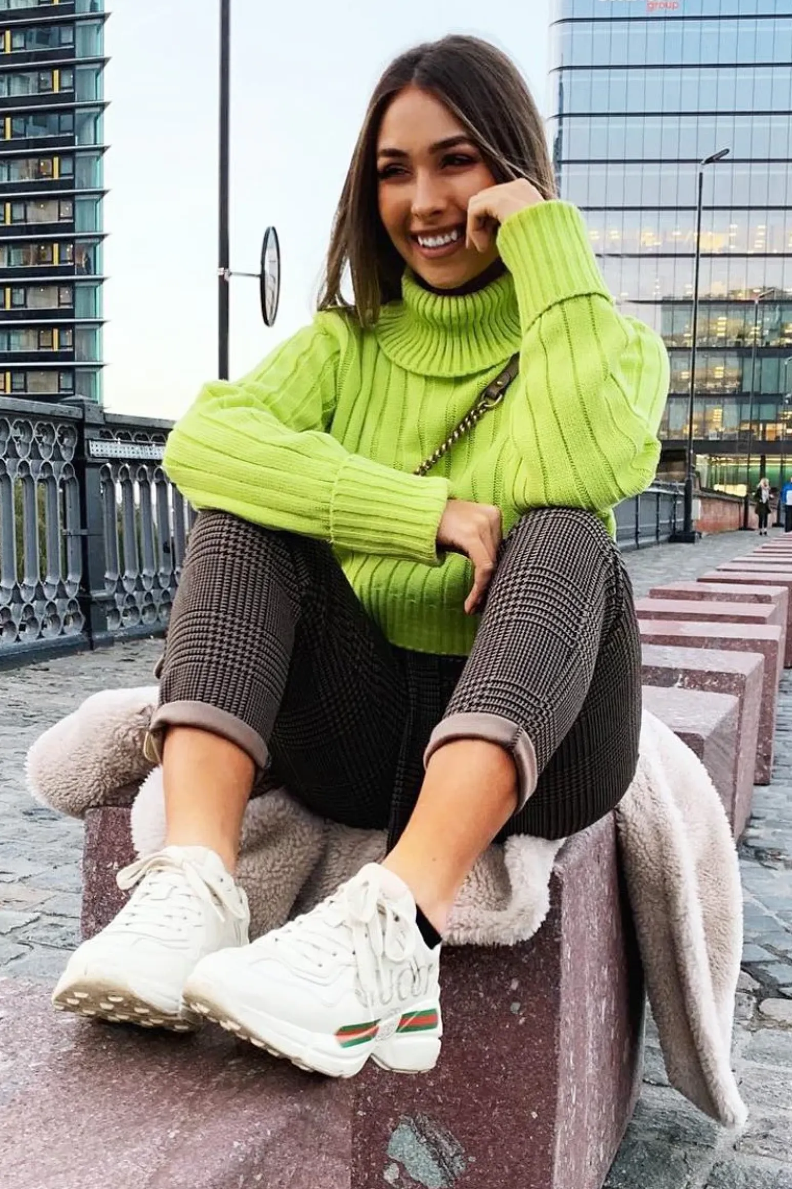 Rebellious Fashion Lime Wide Rib Roll Neck Jumper - Joyanna