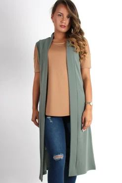 Rebellious Fashion Lindsay Khaki Sleeveless Jacket