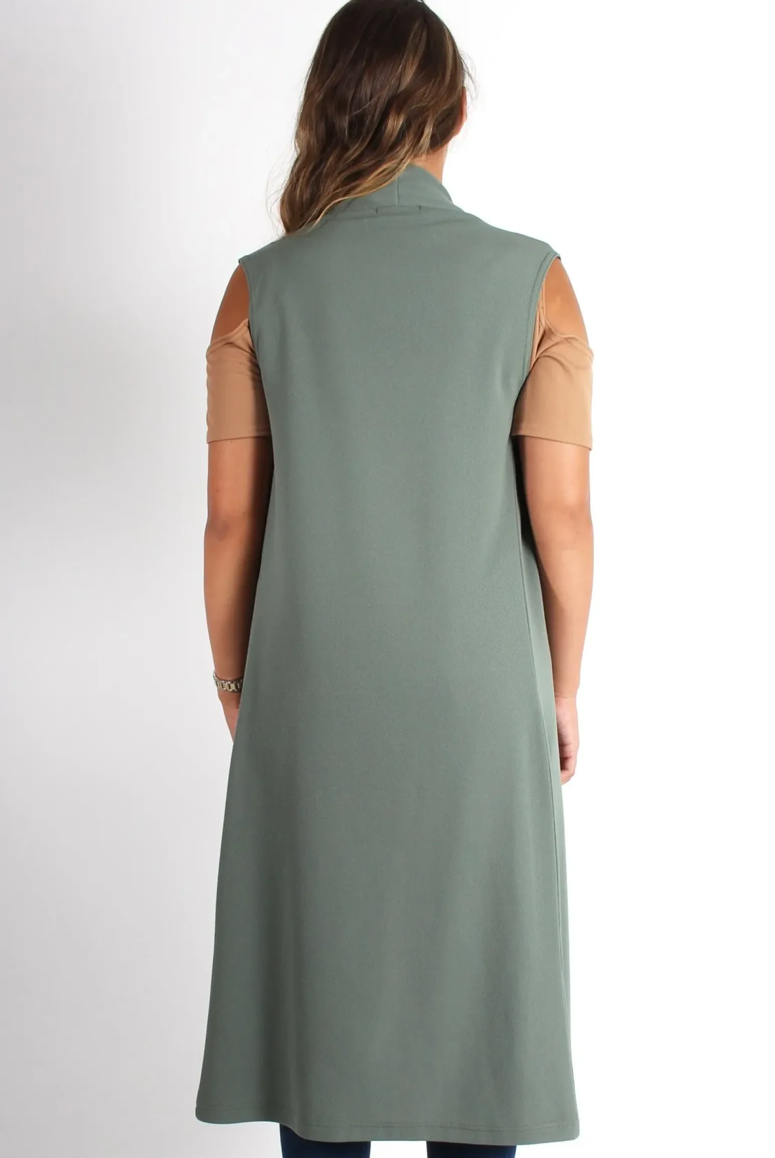 Rebellious Fashion Lindsay Khaki Sleeveless Jacket