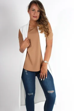 Rebellious Fashion Lindsay White Sleeveless Jacket