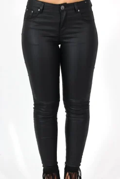 Rebellious Fashion Liv Black PU High Waisted Jeans