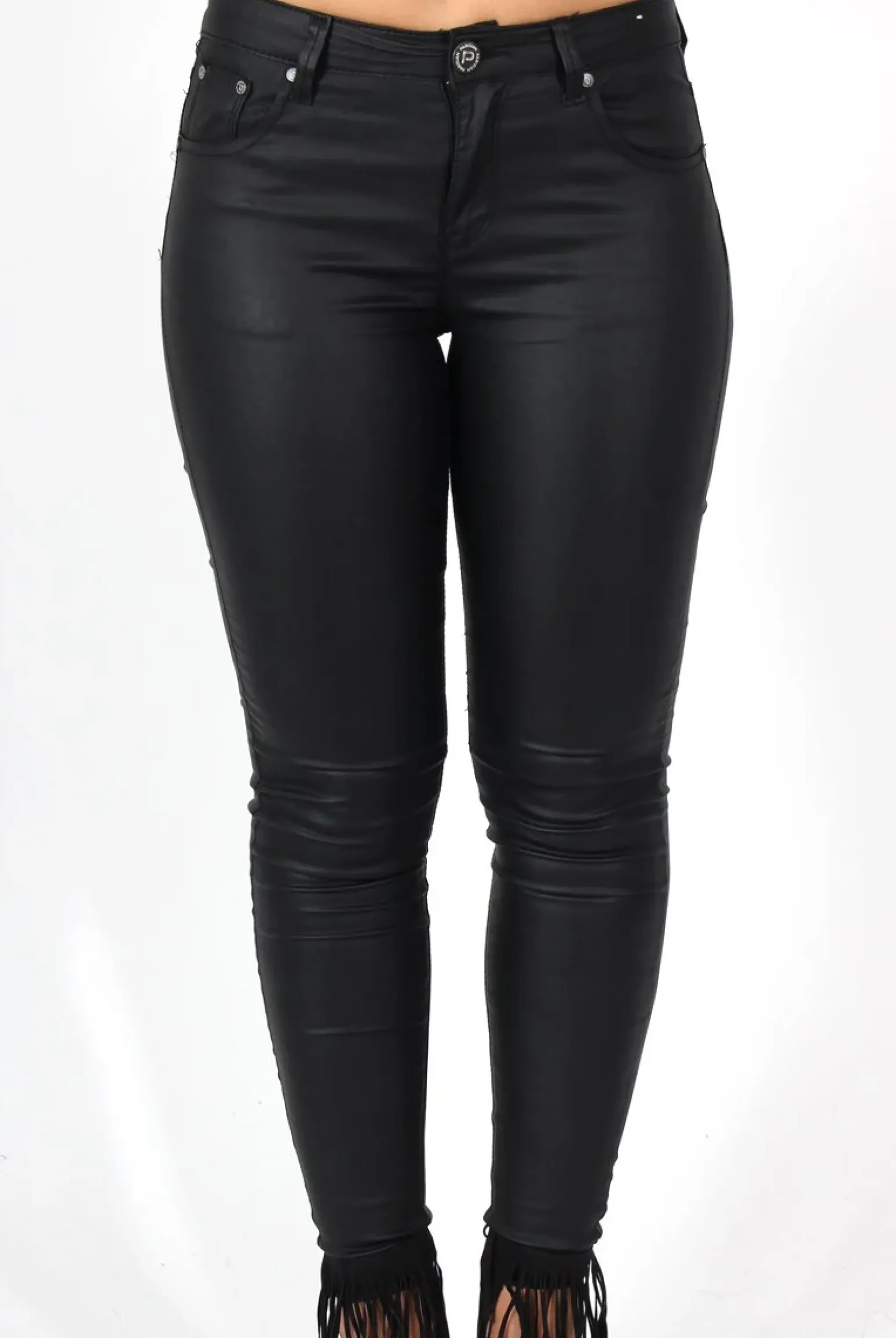 Rebellious Fashion Liv Black PU High Waisted Jeans