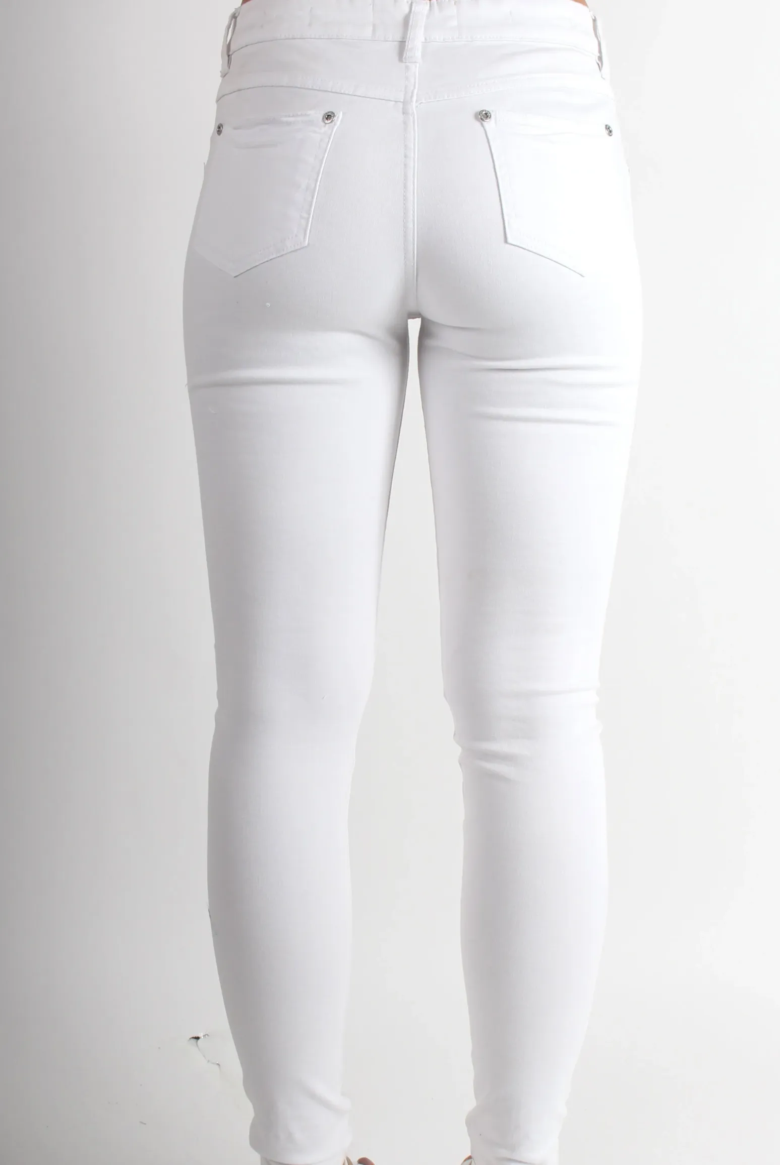 Rebellious Fashion Lola White Ripped Skinny Jeans