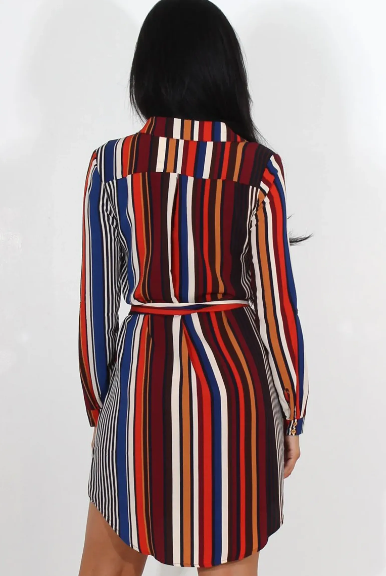 Rebellious Fashion Lorda Wine Stripe Shirt Dress