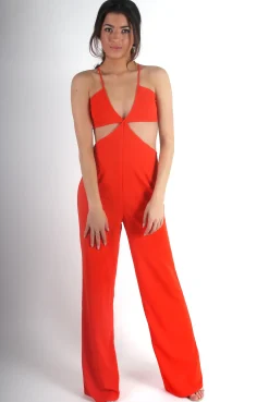 Rebellious Fashion Louise Orange Cut Out Jumpsuit