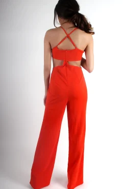 Rebellious Fashion Louise Orange Cut Out Jumpsuit