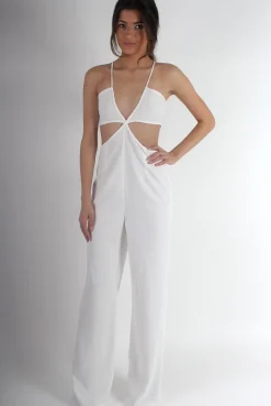 Rebellious Fashion Louise White Cut Out Jumpsuit