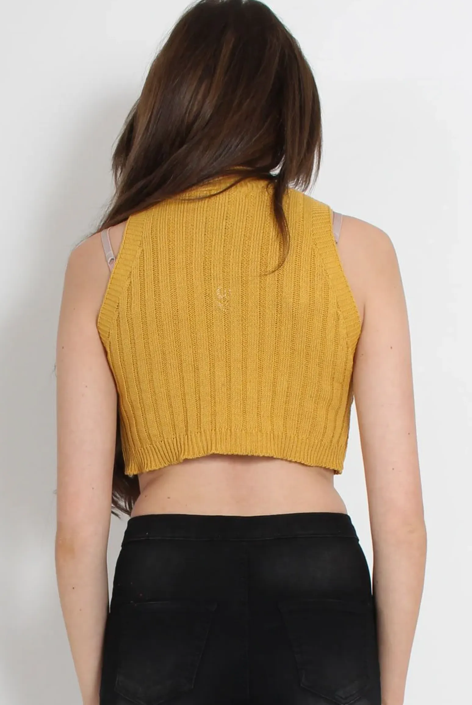 Rebellious Fashion Lucy Mustard Knitted High Neck Top