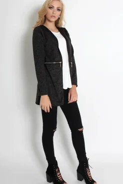 Rebellious Fashion Lydia Dark Grey Hooded Jacket