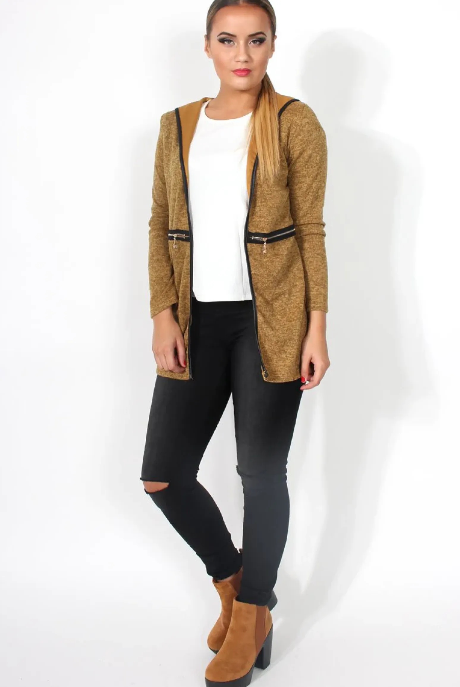 Rebellious Fashion Lydia Mustard Hooded Jacket