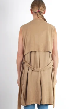 Rebellious Fashion Maggie Camel Sleeveless Coat