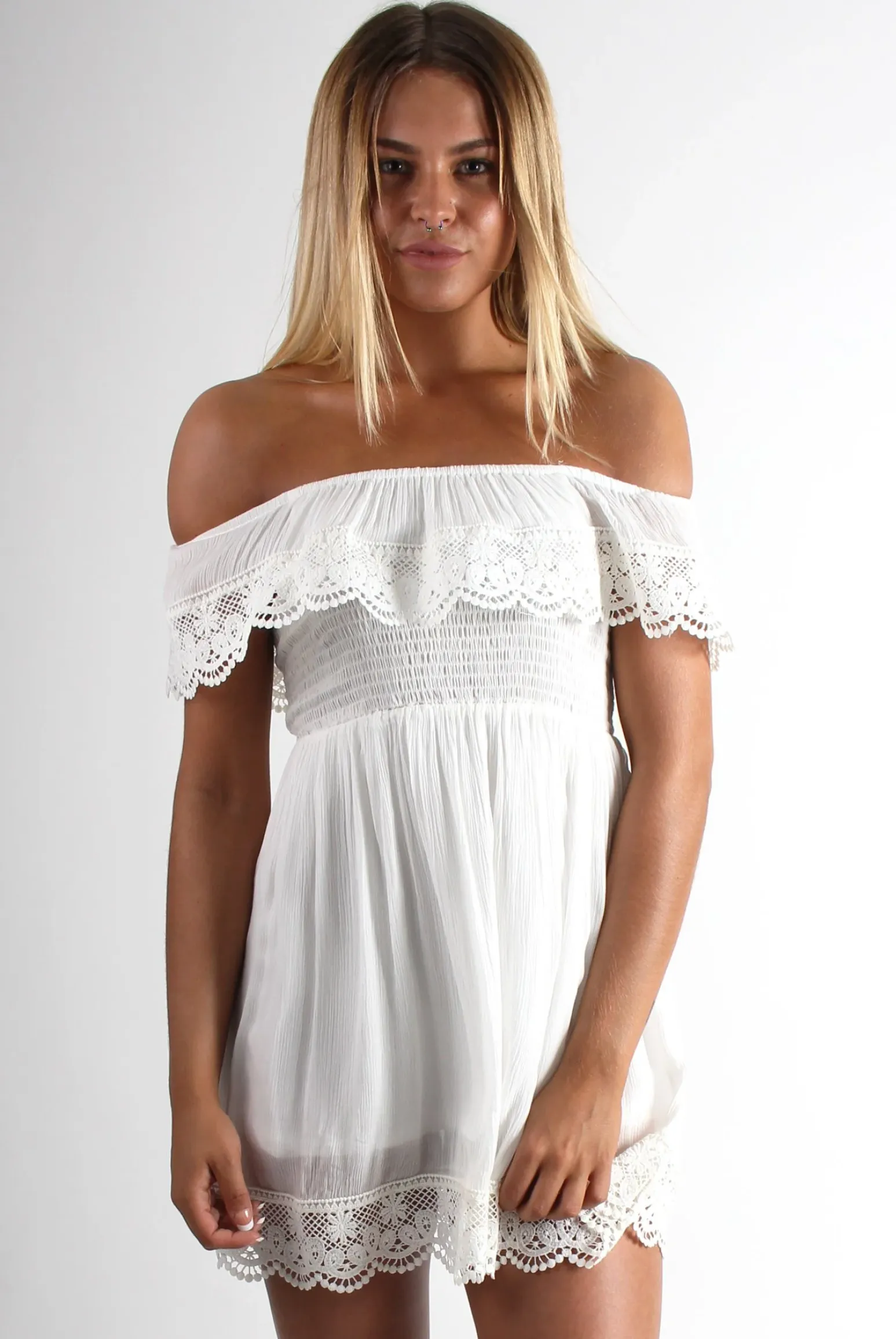 Rebellious Fashion Marcy White Off The Shoulder Dress