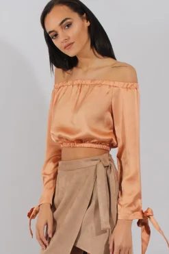 Rebellious Fashion Marigold Bardot Crop Top - Sasha