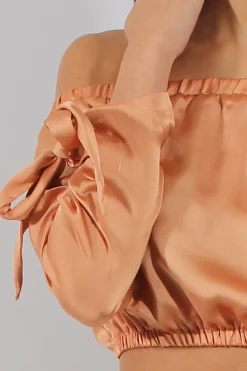 Rebellious Fashion Marigold Bardot Crop Top - Sasha