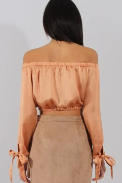 Rebellious Fashion Marigold Bardot Crop Top - Sasha