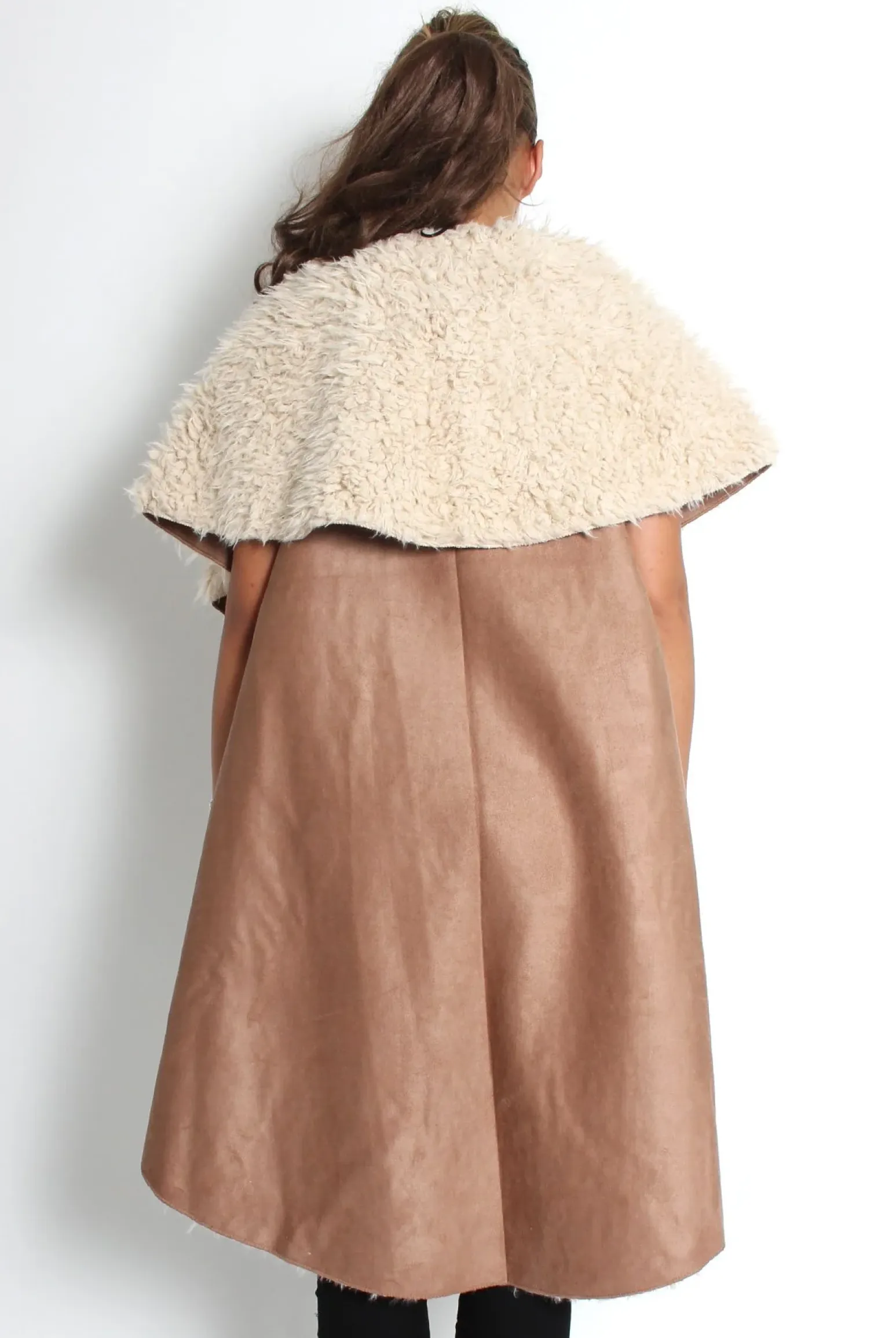 Rebellious Fashion Marissa Camel Suede Fur Lined Gillet