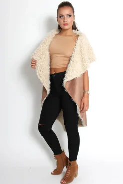 Rebellious Fashion Marissa Camel Suede Fur Lined Gillet