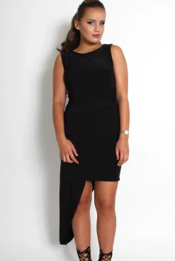 Rebellious Fashion Marla Black Asymmetric Dress
