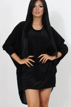 Rebellious Fashion Marti Black Knitted High Neck Jumper Dress