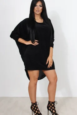 Rebellious Fashion Marti Black Knitted High Neck Jumper Dress
