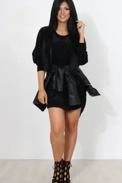 Rebellious Fashion Marti Black Knitted High Neck Jumper Dress