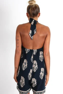 Rebellious Fashion Mary Navy Paisley Print Playsuit