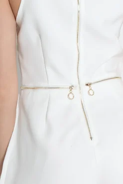 Rebellious Fashion Matilda White High Neck Playsuit