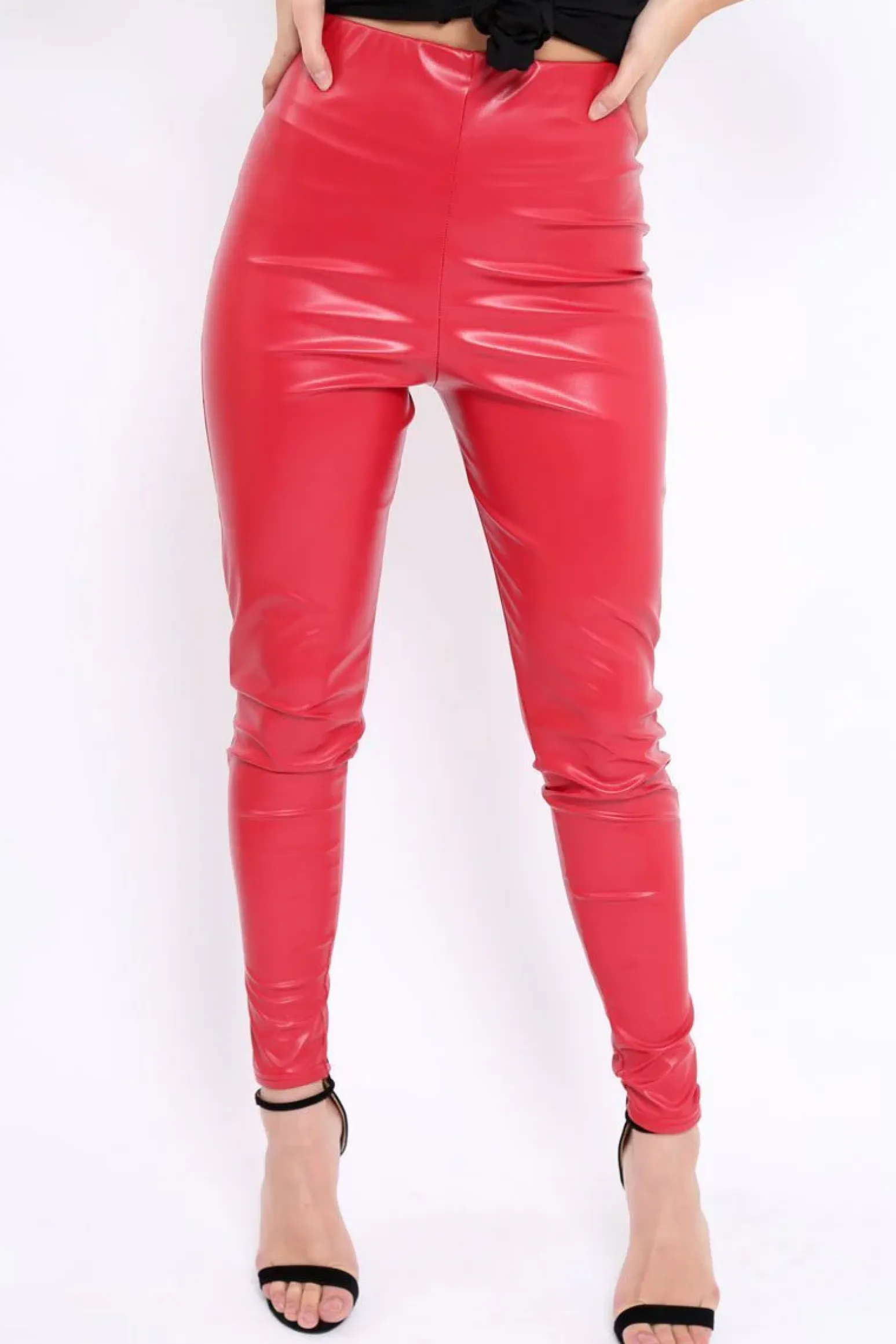 Rebellious Fashion Matte Red PU Leggings - Rio
