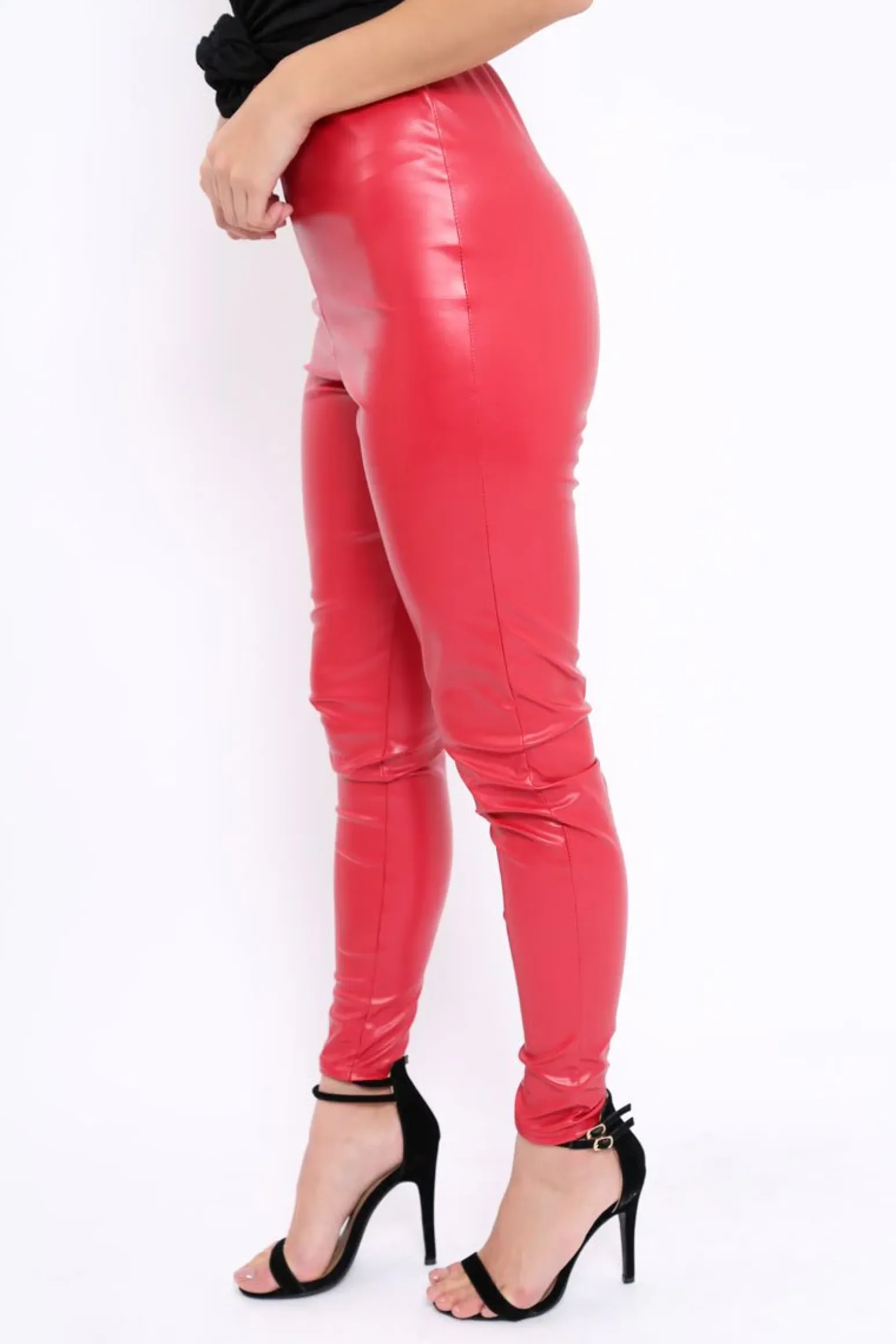 Rebellious Fashion Matte Red PU Leggings - Rio