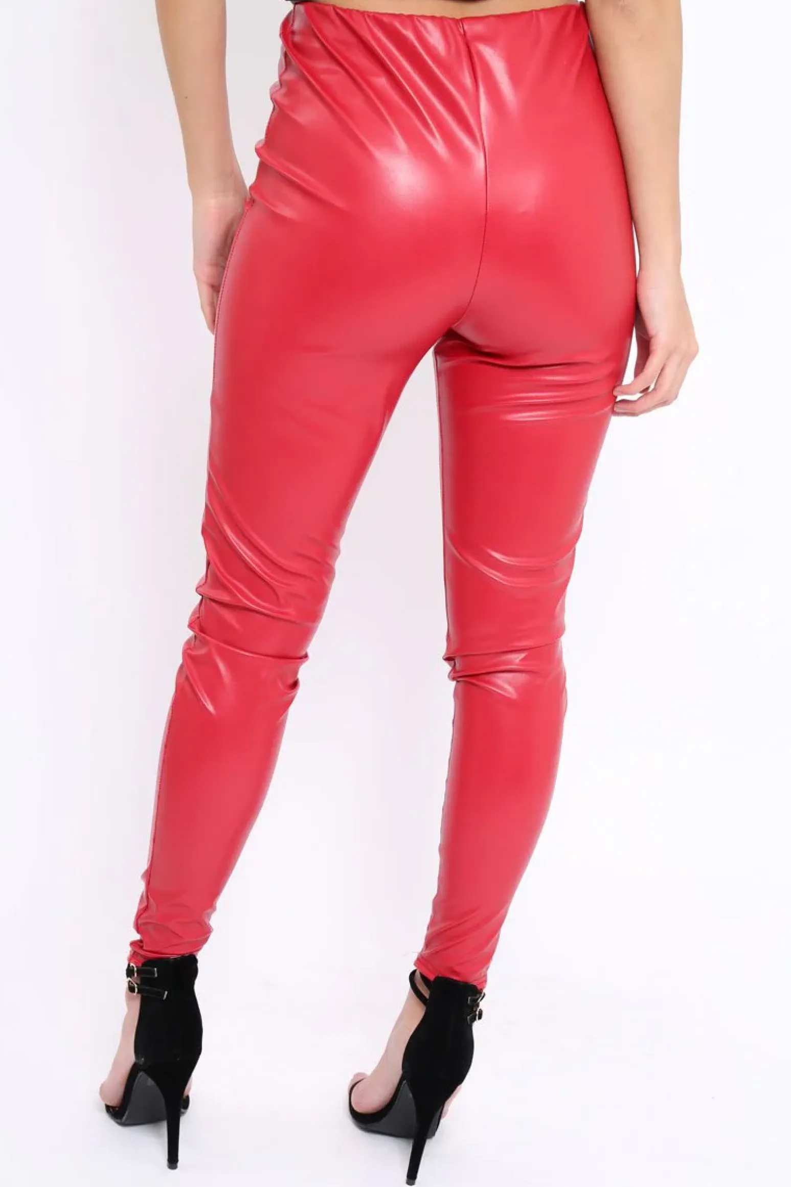 Rebellious Fashion Matte Red PU Leggings - Rio