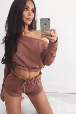 Rebellious Fashion Mauve Bardot Co-ord Set - Prina