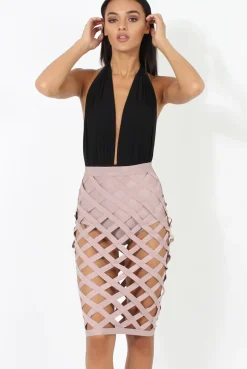 Rebellious Fashion Mauve Cage Bandage Skirt - Karla
