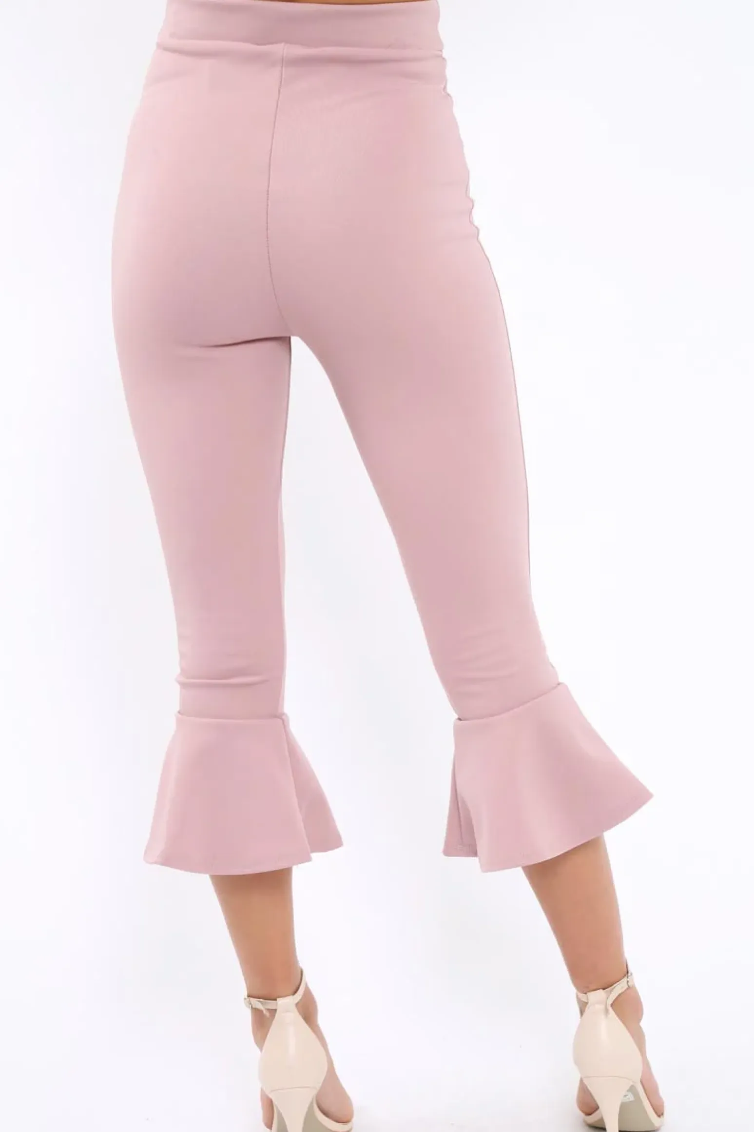 Rebellious Fashion Mauve Cropped Flare Hem Trousers - Aniesha