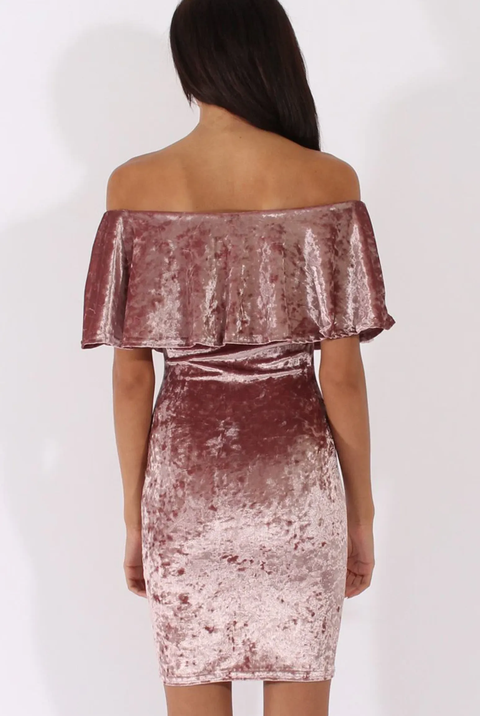 Rebellious Fashion Mauve Crushed Velvet Frill Dress - Esmy