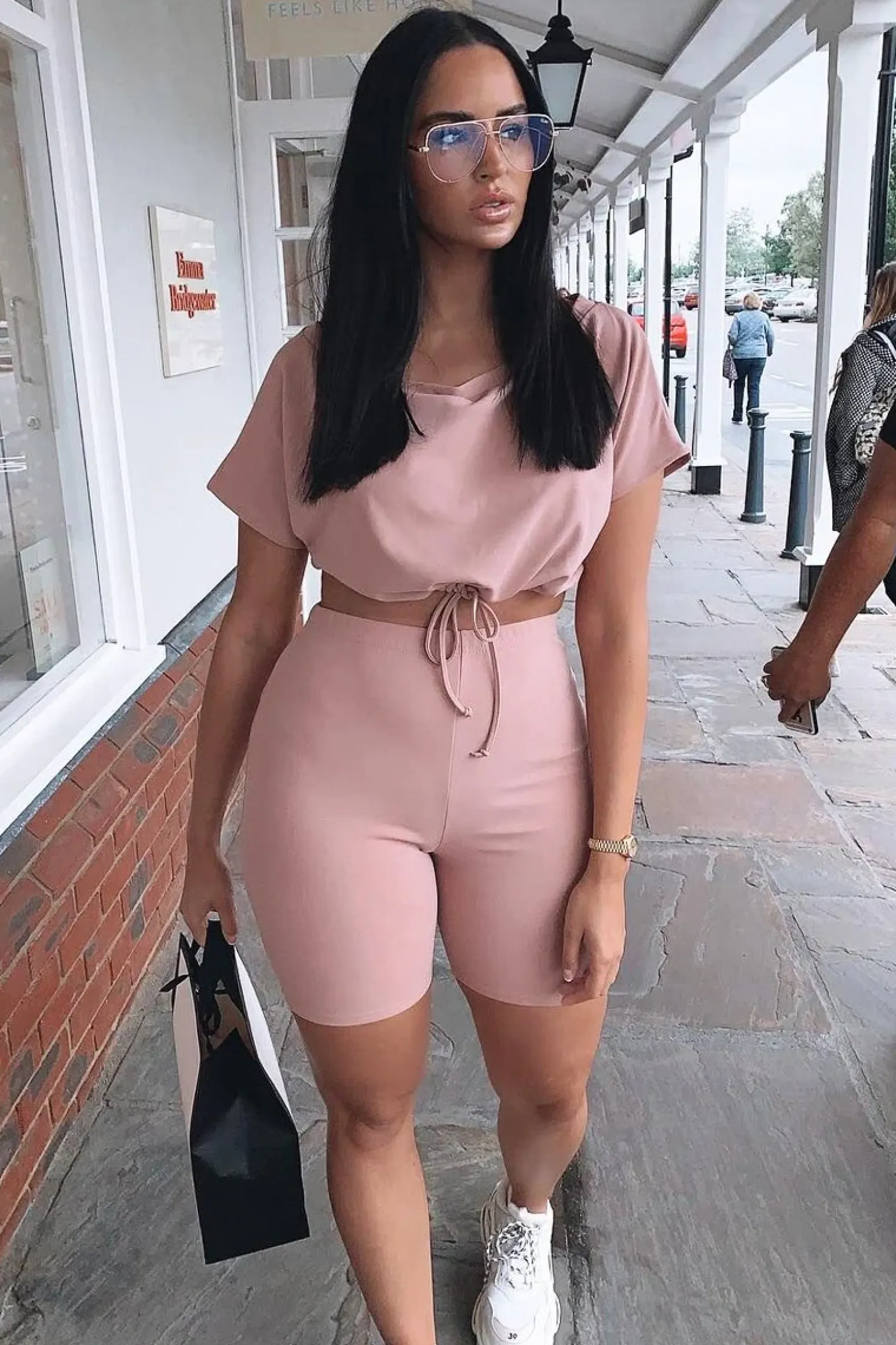 Rebellious Fashion Mauve Drawstring Top Cycling Short Loungewear Co-ord - Krissa