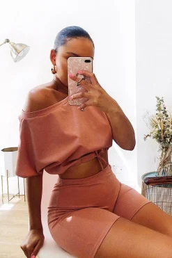 Rebellious Fashion Mauve Drawstring Top Cycling Short Loungewear Co-ord - Krissa