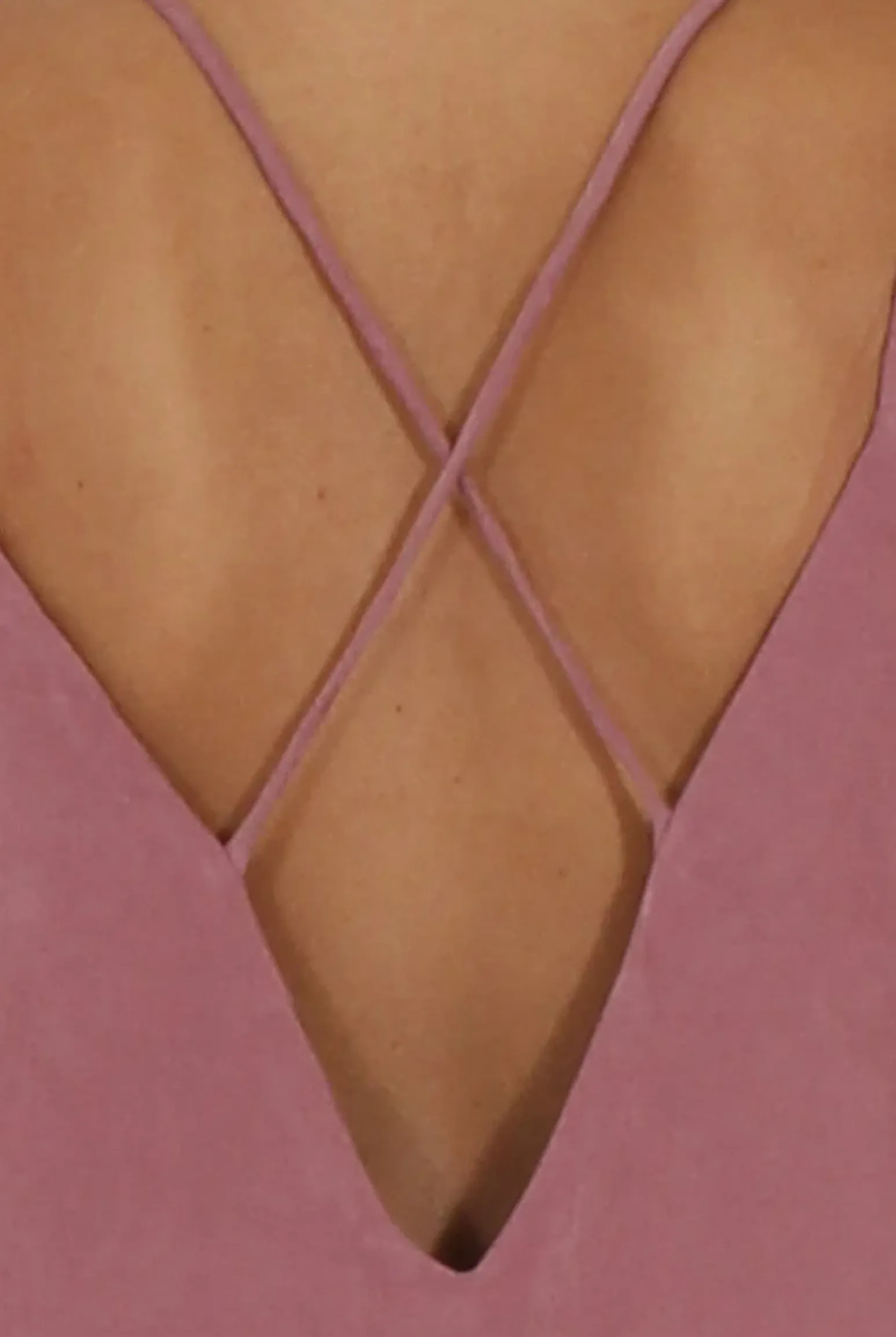 Rebellious Fashion Mauve Faux Suede Strappy Back Slip Dress - Sylvie