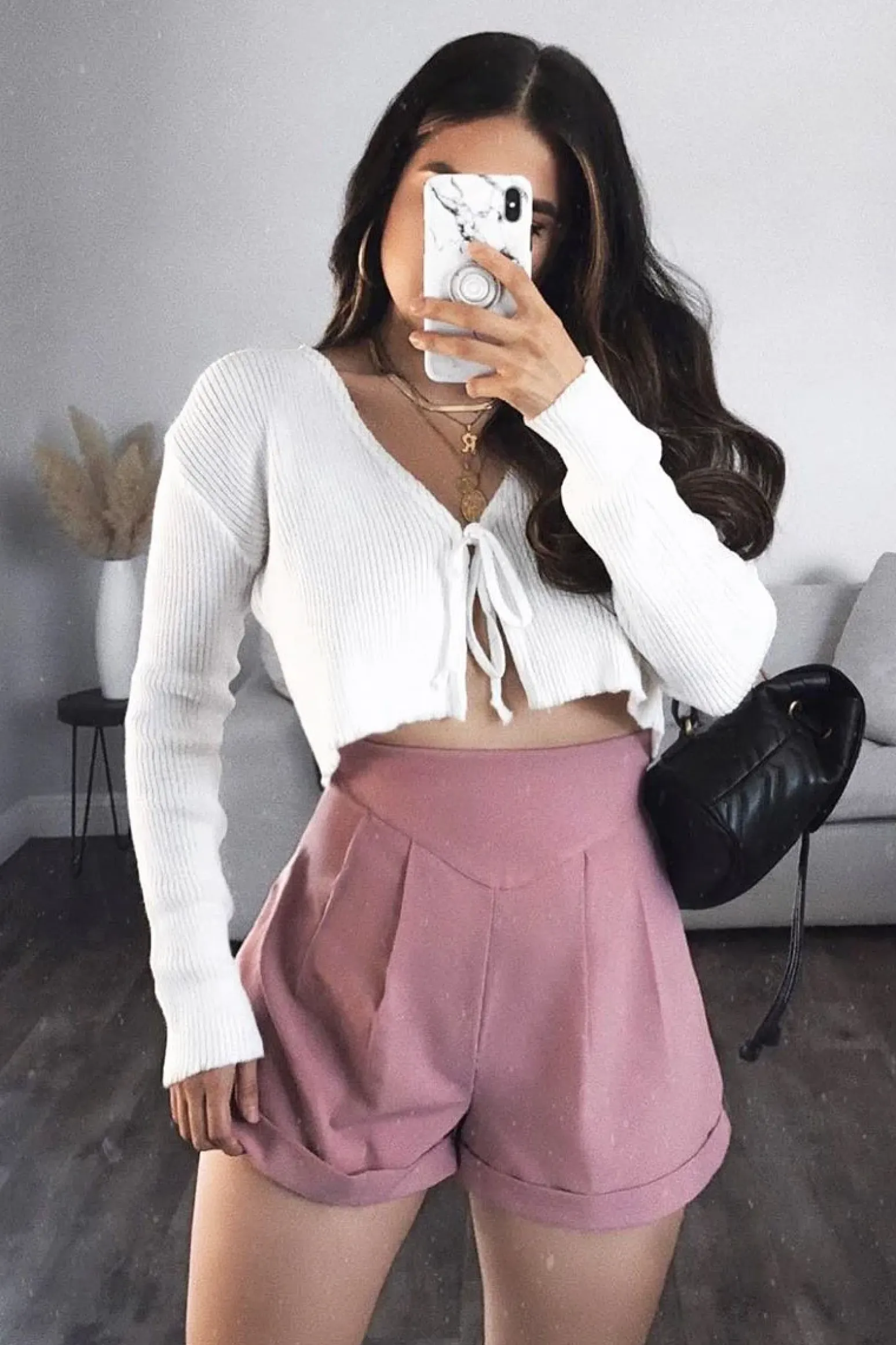 Rebellious Fashion Mauve High Waisted Tailored Shorts - Emile