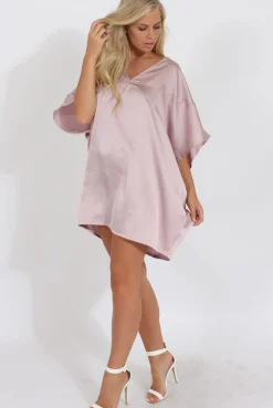 Rebellious Fashion Mauve Kimono Style Oversized Dress - Nicolette