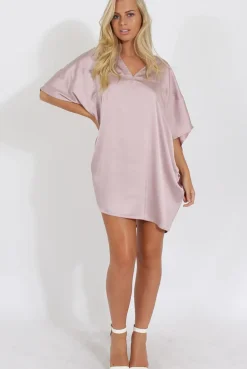 Rebellious Fashion Mauve Kimono Style Oversized Dress - Nicolette