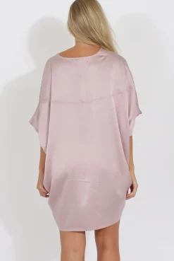 Rebellious Fashion Mauve Kimono Style Oversized Dress - Nicolette