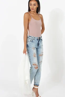 Rebellious Fashion Mauve Open Back Bodysuit - Aniyah