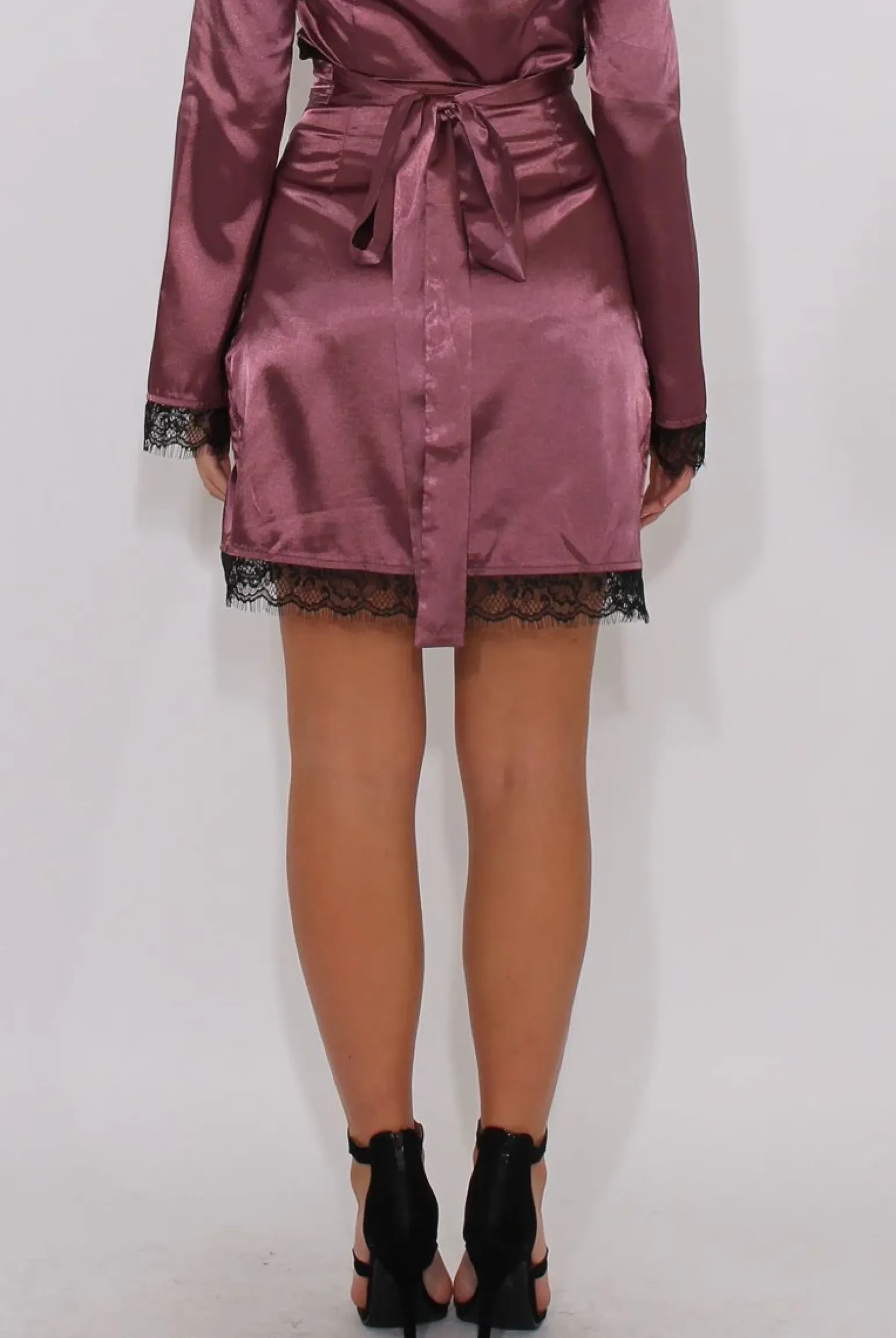 Rebellious Fashion Mauve Satin Lace Trim Skirt - Dream