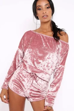 Rebellious Fashion Mauve Velvet Loungewear Set - Portia