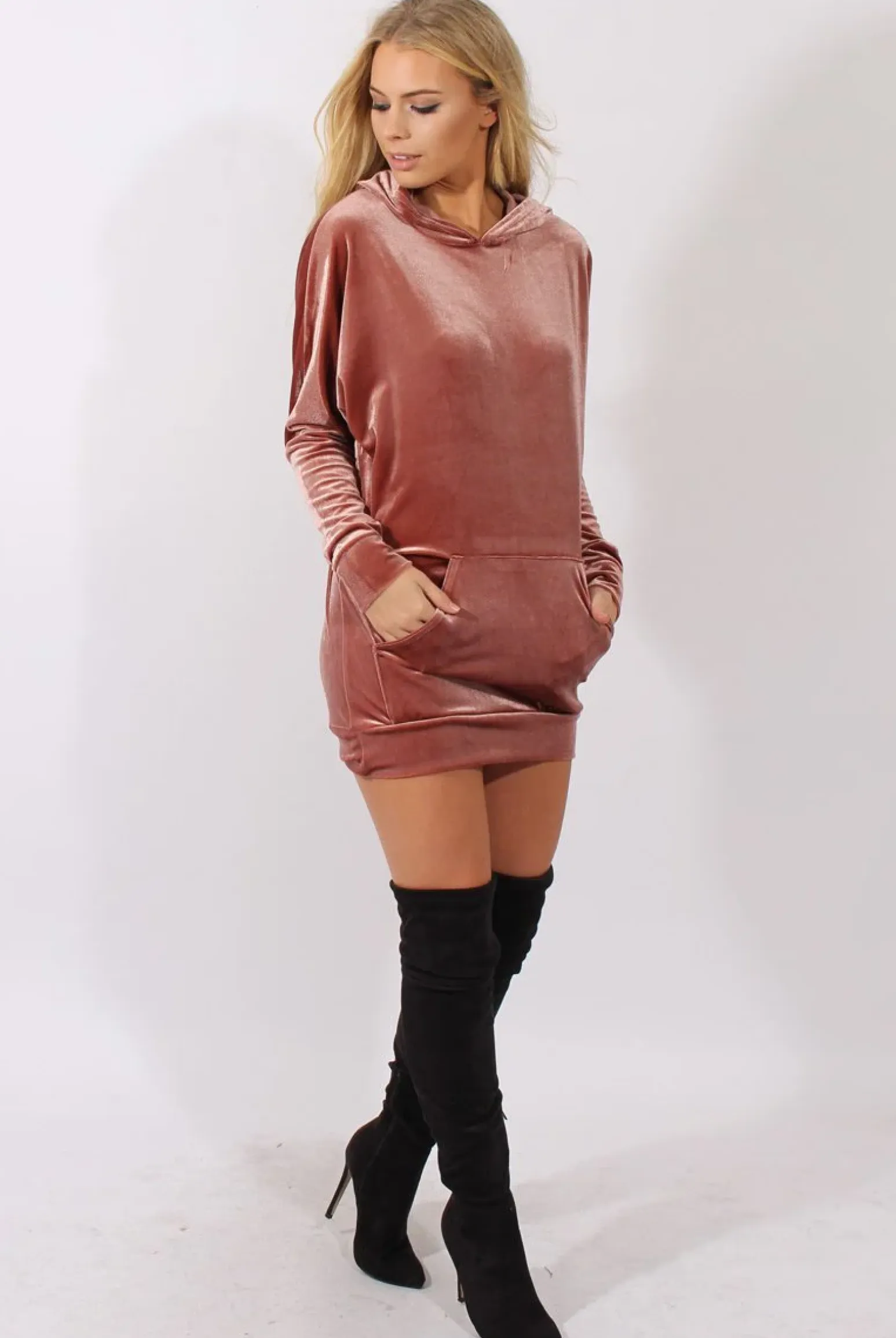 Rebellious Fashion Mauve Velvet Oversized Hoodie - Reagan
