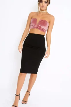 Rebellious Fashion Mauve V Front Velvet Boob Tube - Evelyn