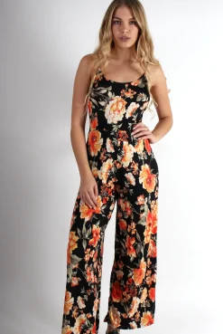 Rebellious Fashion Maya Black Floral Jumpsuit