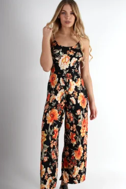 Rebellious Fashion Maya Black Floral Jumpsuit