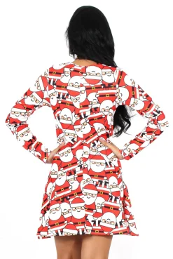 Rebellious Fashion Merry Red Santa Swing Dress